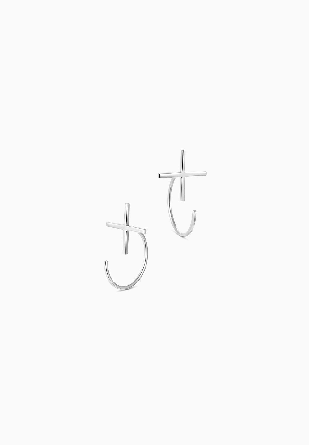 cross | cross | Pierced earrings | Sterling Silver | Large