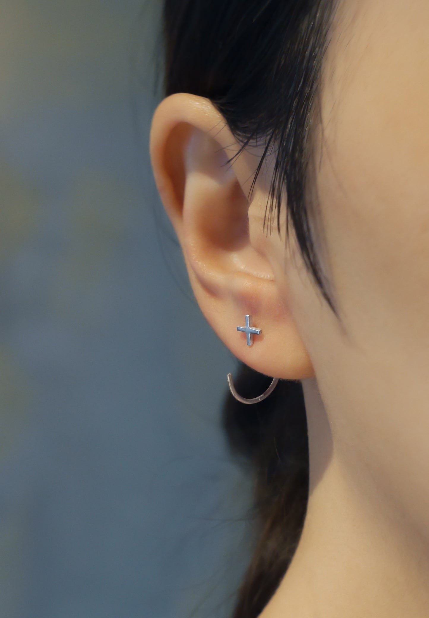 cross | cross | Pierced earrings | Sterling Silver | Small