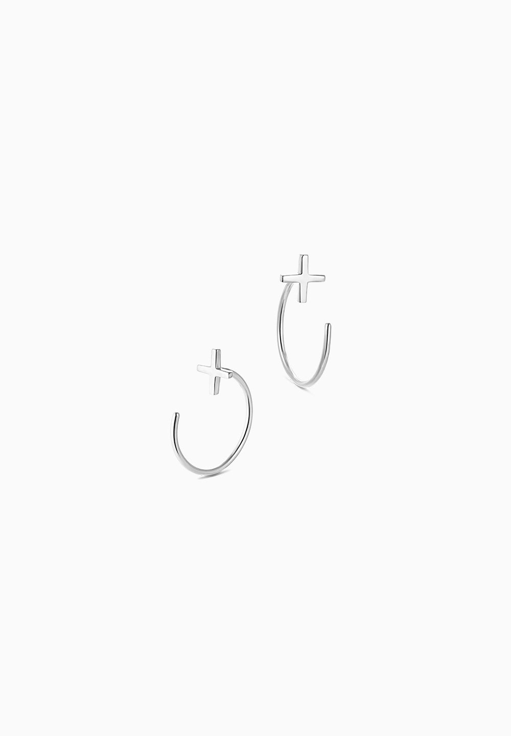cross | cross | Pierced earrings | Sterling Silver | Small