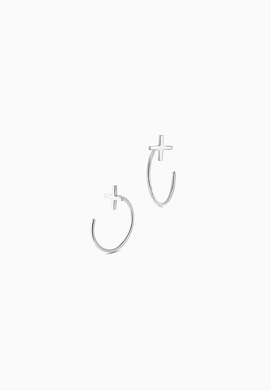 cross | cross | Pierced earrings | Sterling Silver | Small